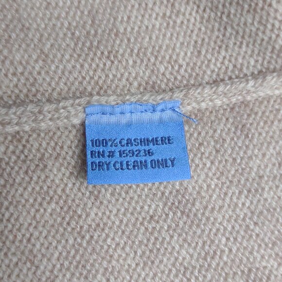 J. McLaughlin beige white striped 100% Cashmere turtleneck sweater ladies Small - Picture 7 of 7